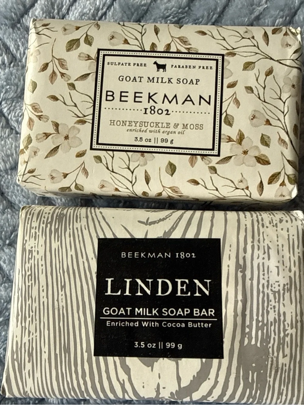 Beekman 1802 Goat Milk Soap Set — Cream, Purple, Beige, Green